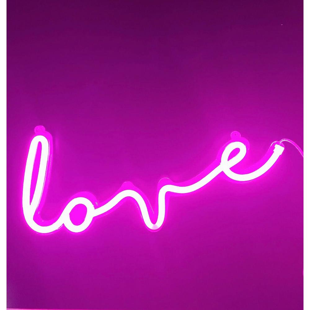 Love Cursive Plug In Led Neon Lighted Wall Art Sign 94581 The Home Depot