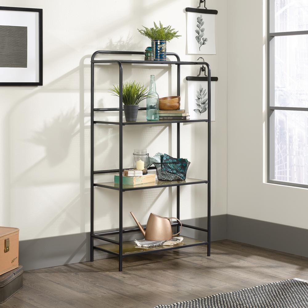 SAUDER Boulevard Cafe Black 4Shelf Glass Bookcase 421950 The Home Depot