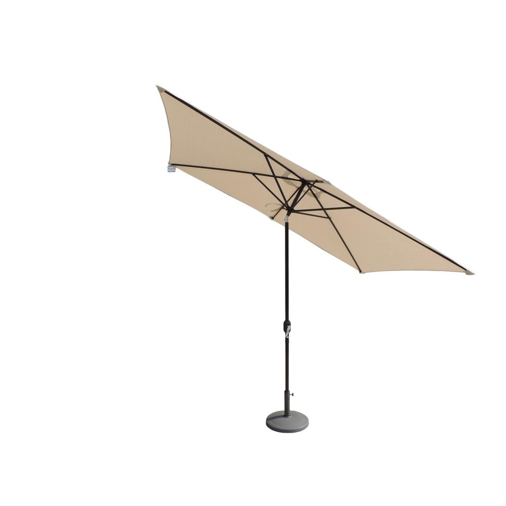 Island Umbrella Adriatic 6 5 Ft X 10 Ft Rectangular Aluminum Market Auto Tilt Patio Umbrella In Champagne Olefin Nu5433ch The Home Depot