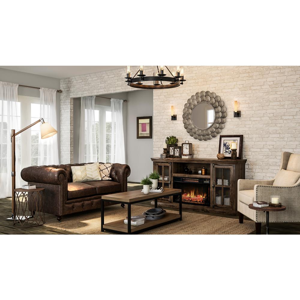 Stonebriar Collection 7 In Brown Rustic Wood And Metal Pillar