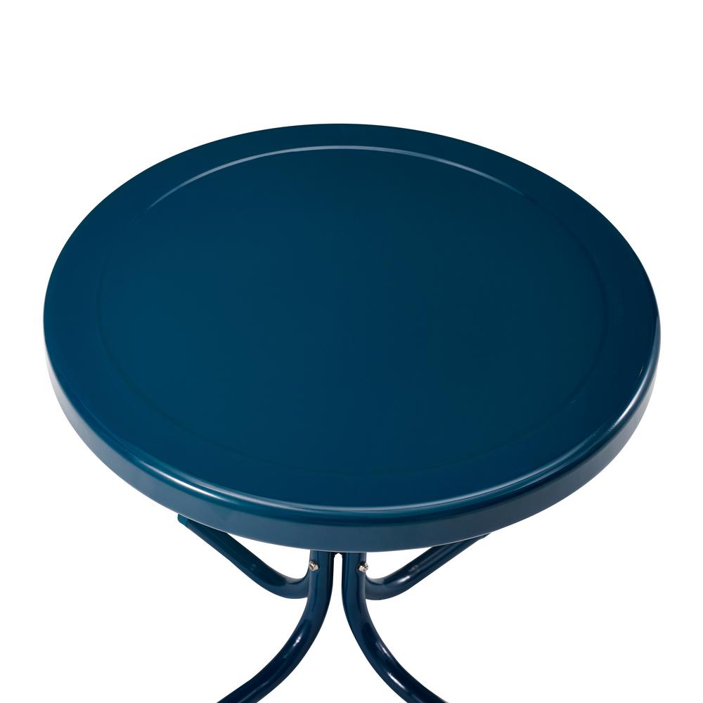 Unbranded Retro Metal Navy Round Metal Outdoor Side Table Co1011a Nv The Home Depot