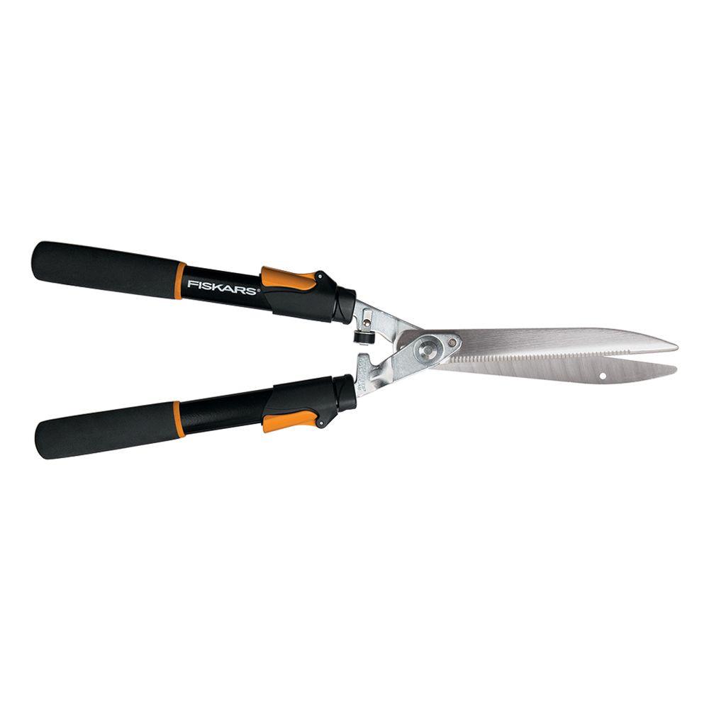 Fiskars Power-Lever 9 in. Steel Blade Telescoping Handle Hedge Shears ...