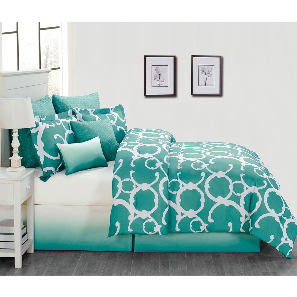 Duck River Rhys 7 Piece Dusty Teal Queen Comforter Set Rhys 4926 1
