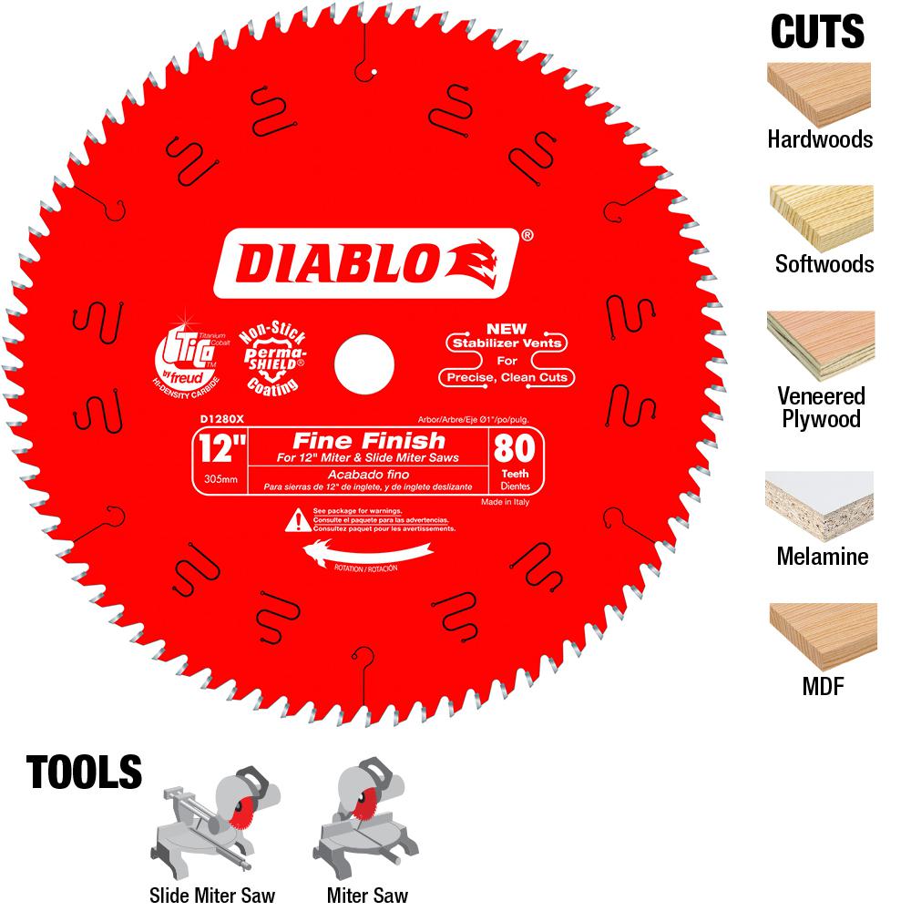 diablo 1/2 6 saw blade D1280X  Teeth Finishing x Saw Diablo The  in. 80 12 Blade