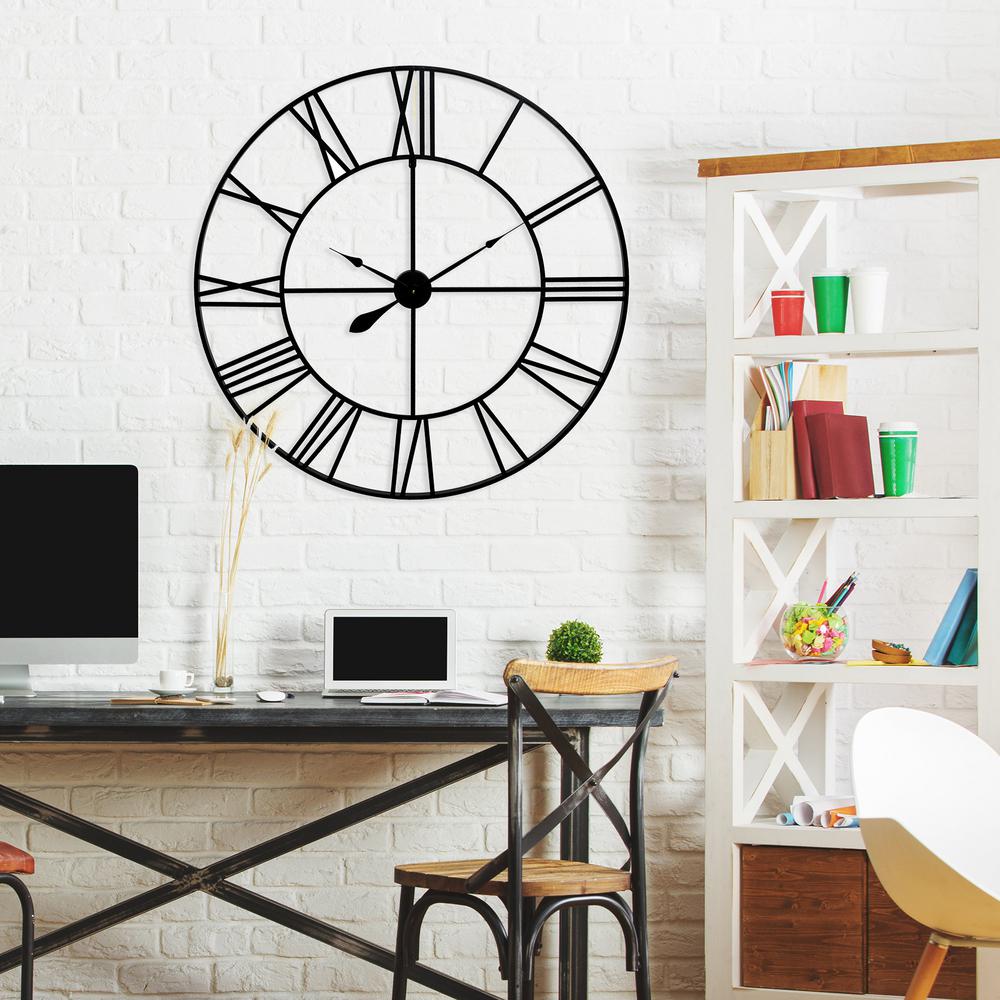 Pinnacle Metal Cut Out Roman Numeral Blue Grey Wall Clock 1805 3745 Metal Cut Out Roman Numeral Blue Grey Wall Clock