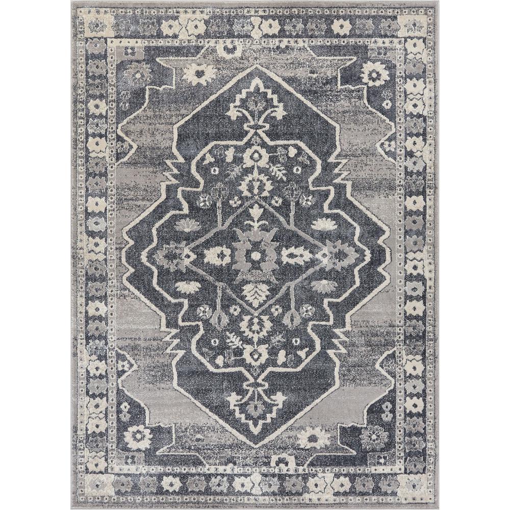 Well Woven Pearl Republic Dark Grey 8 Ft X 10 Traditional Persian Medallion Vintage Distressed Soft Area Rug