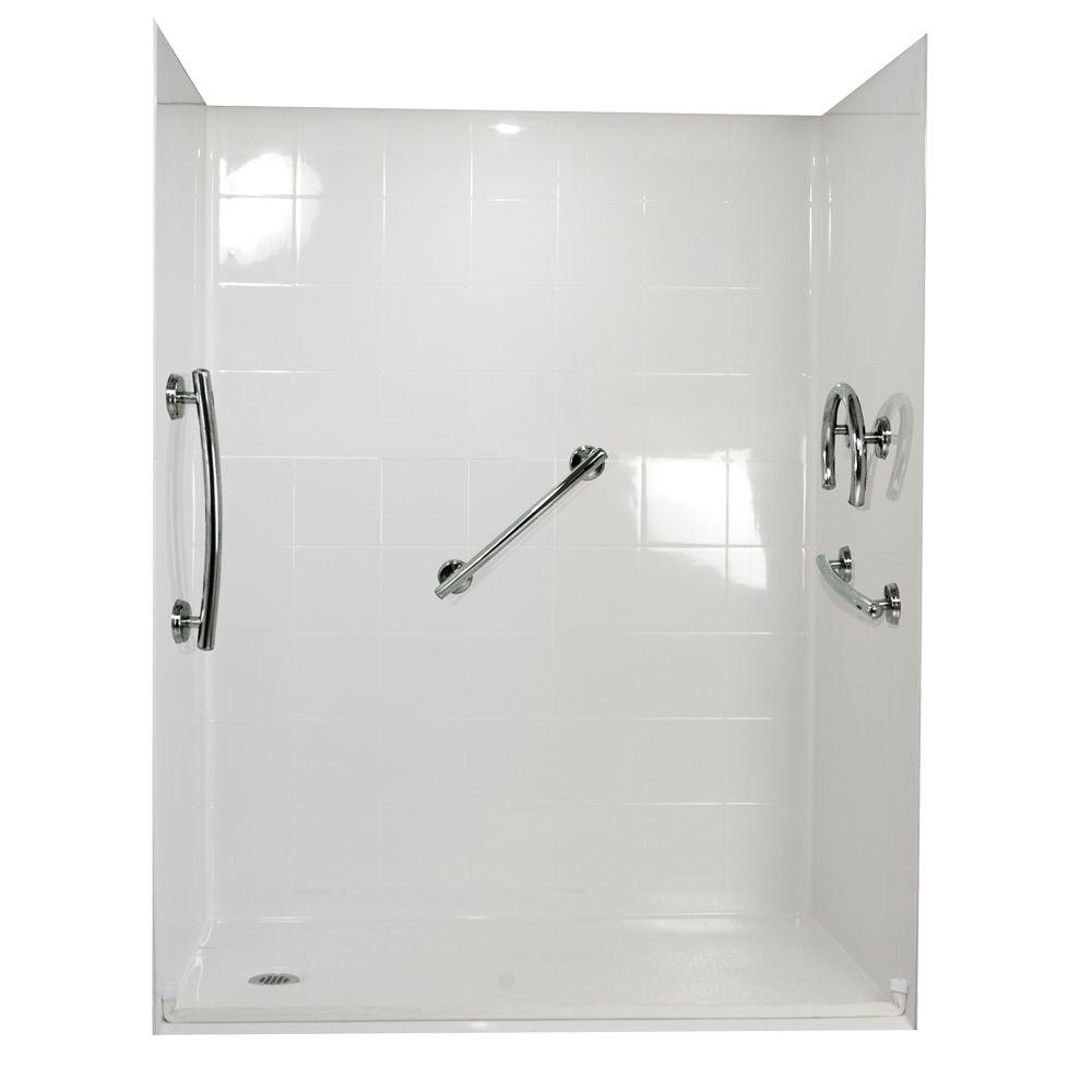 Ella Freedom 37 in. x 60 in. x 78 in. Barrier Free RollIn Shower Kit in White with Left Drain