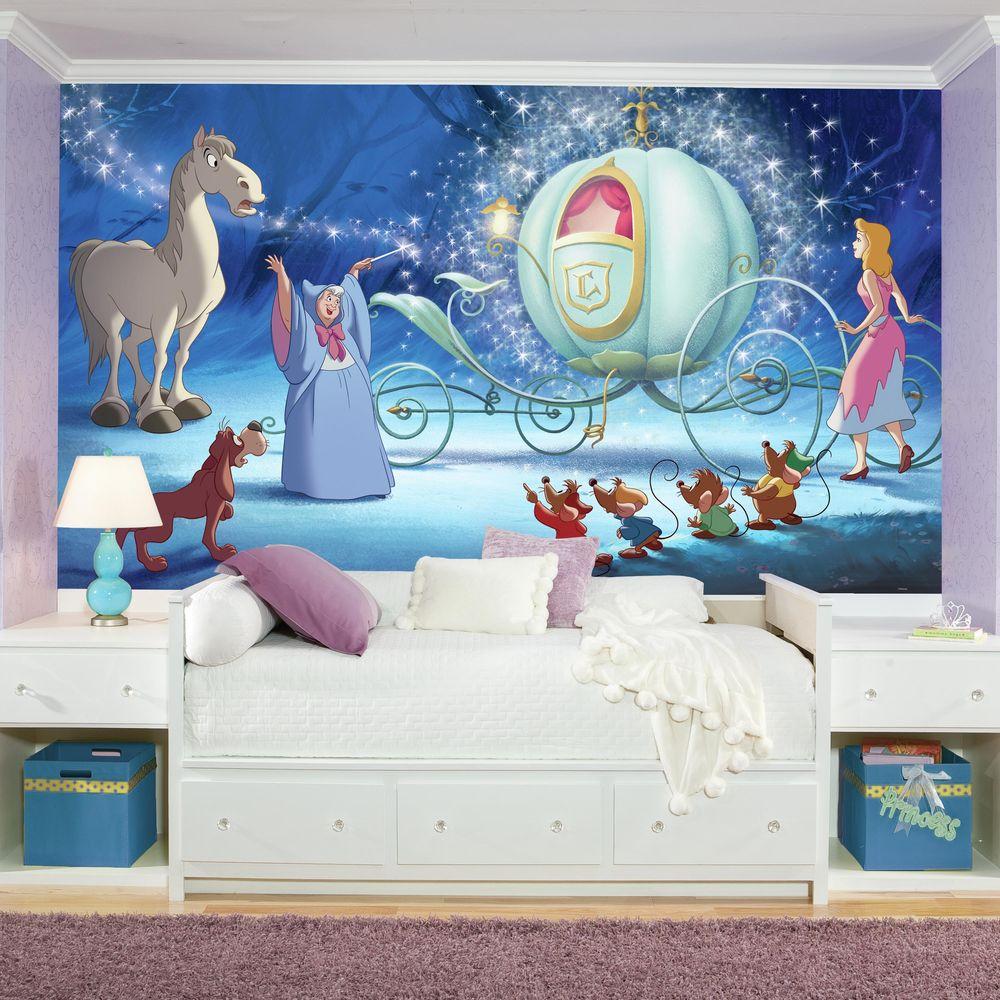 72 In X 126 In Disney Princess Cinderella Carriage Xl Chair Rail 7 Panel Prepasted Mural