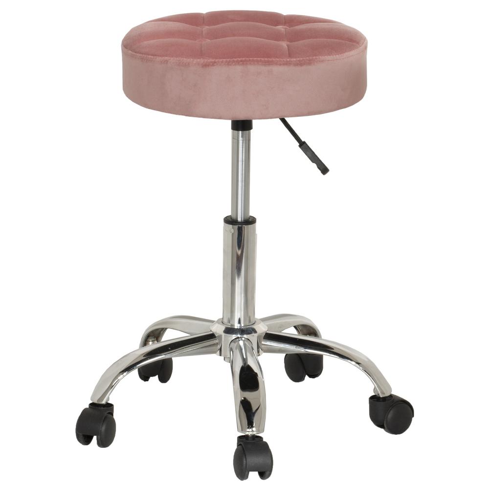 Hillsdale Furniture Nora 20 25 In X 19 In Adjustable Vanity Stool In Dusty Pink Velvet 51101 The Home Depot