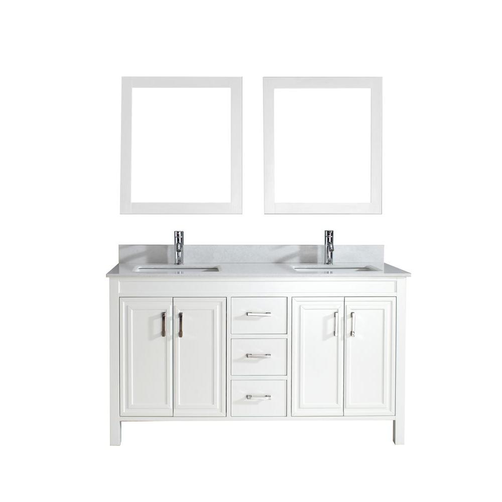 Studio Bathe Dawlish 60 in. Vanity in White with Solid Surface Marble