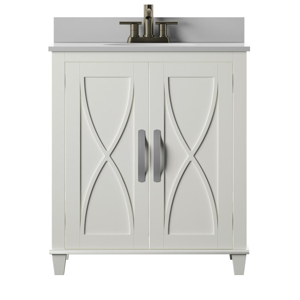 Twin Star Home 30 in. W x 20 in. D Bath Vanity in White with Vanity Top in White with White Basin