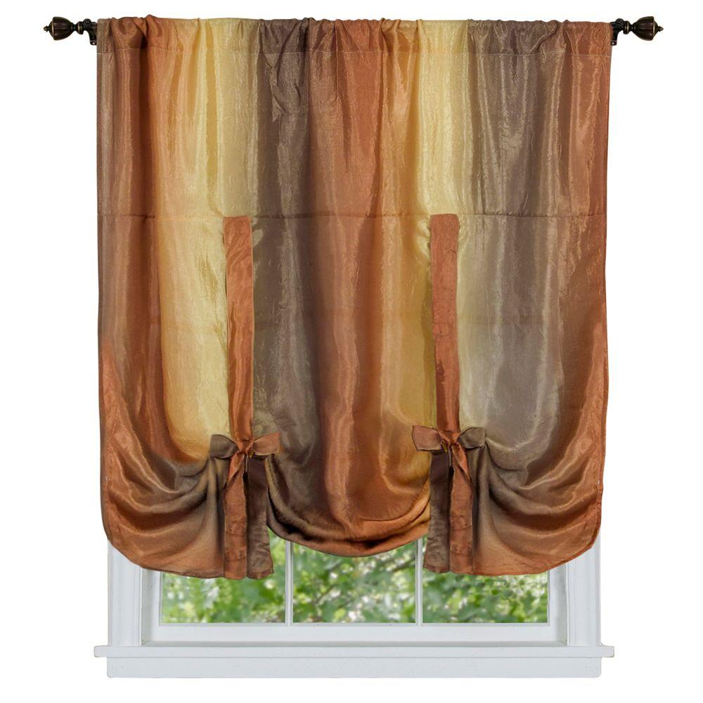 Achim Semi Opaque Ombre 50 In W X 63 L Tie Up Shade Curtain Autumn