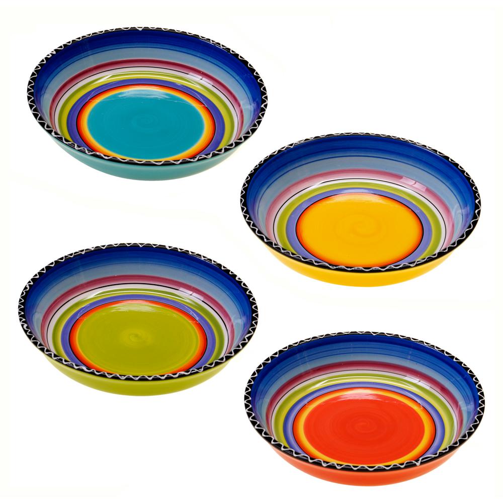 4 Set Certified International Valencia 9.25in Soup Pasta Ceramic Serving Bowls