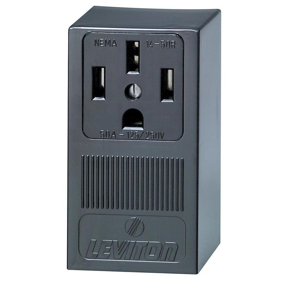 Leviton 50 Amp Single Surface Mounted Single Outlet, Black-R60-55050-000 - The Home Depot