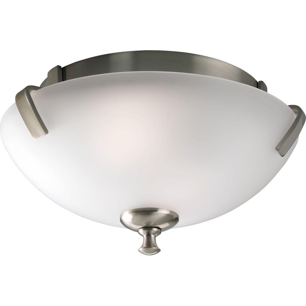 HomeSelects 2 Light Brushed Nickel Flushmount 6164 The Home Depot