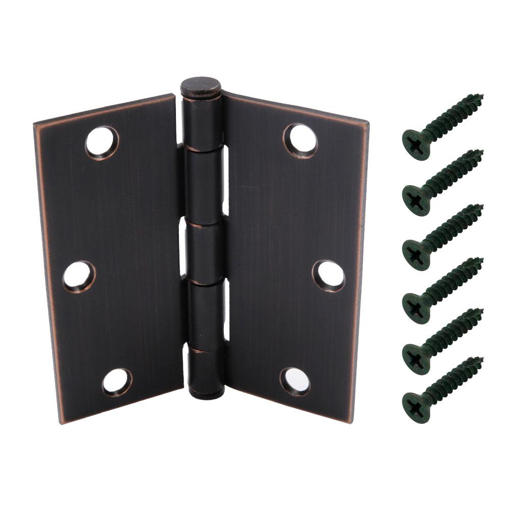 Everbilt 31/2 in. x 1/4 in. Radius Brushed OilRubbed Bronze Door Hinge Value Pack (48Pack