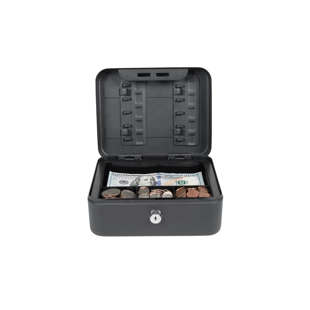 Cash Bo Office Supplies Storage Organization The Home Depot Compact Size Cash Box With Key Hooks