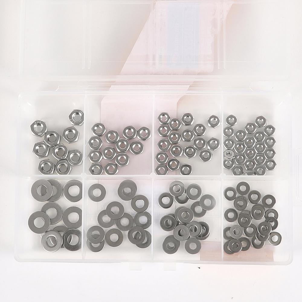 Stainless Steel Screws by Persberg Flat /& Lock Washers Kits 100 Hex Nuts+ 100 Flat /& Lock washers Nuts Machine Thread M4 Nuts washers Assortment kit, 18-8 110-120 Stainless Steel 304