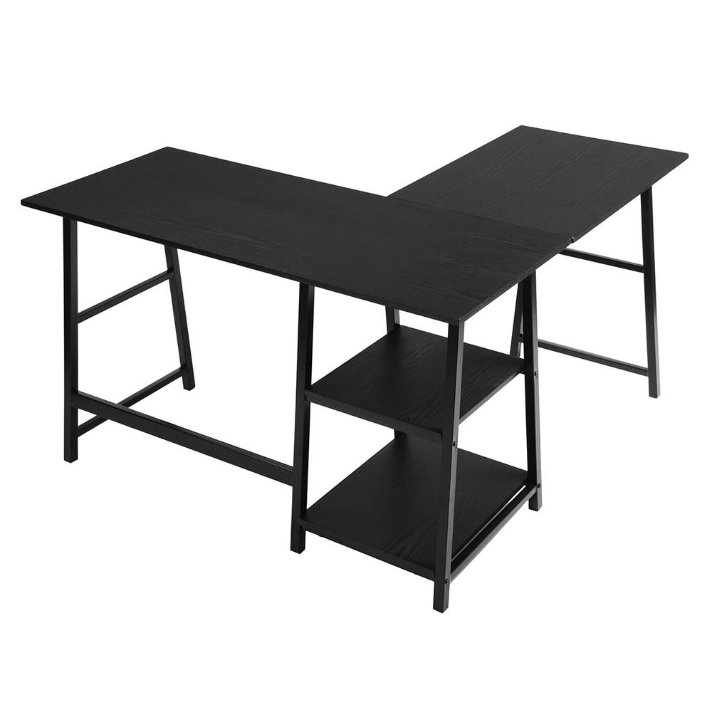 black l desk