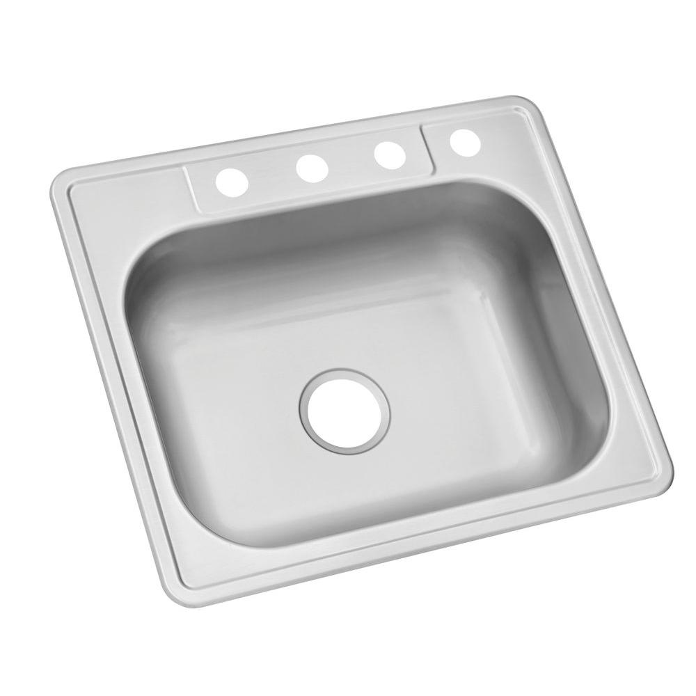 Glacier Bay Drop In Stainless Steel 25 In 4 Hole Single Bowl Kitchen Sink