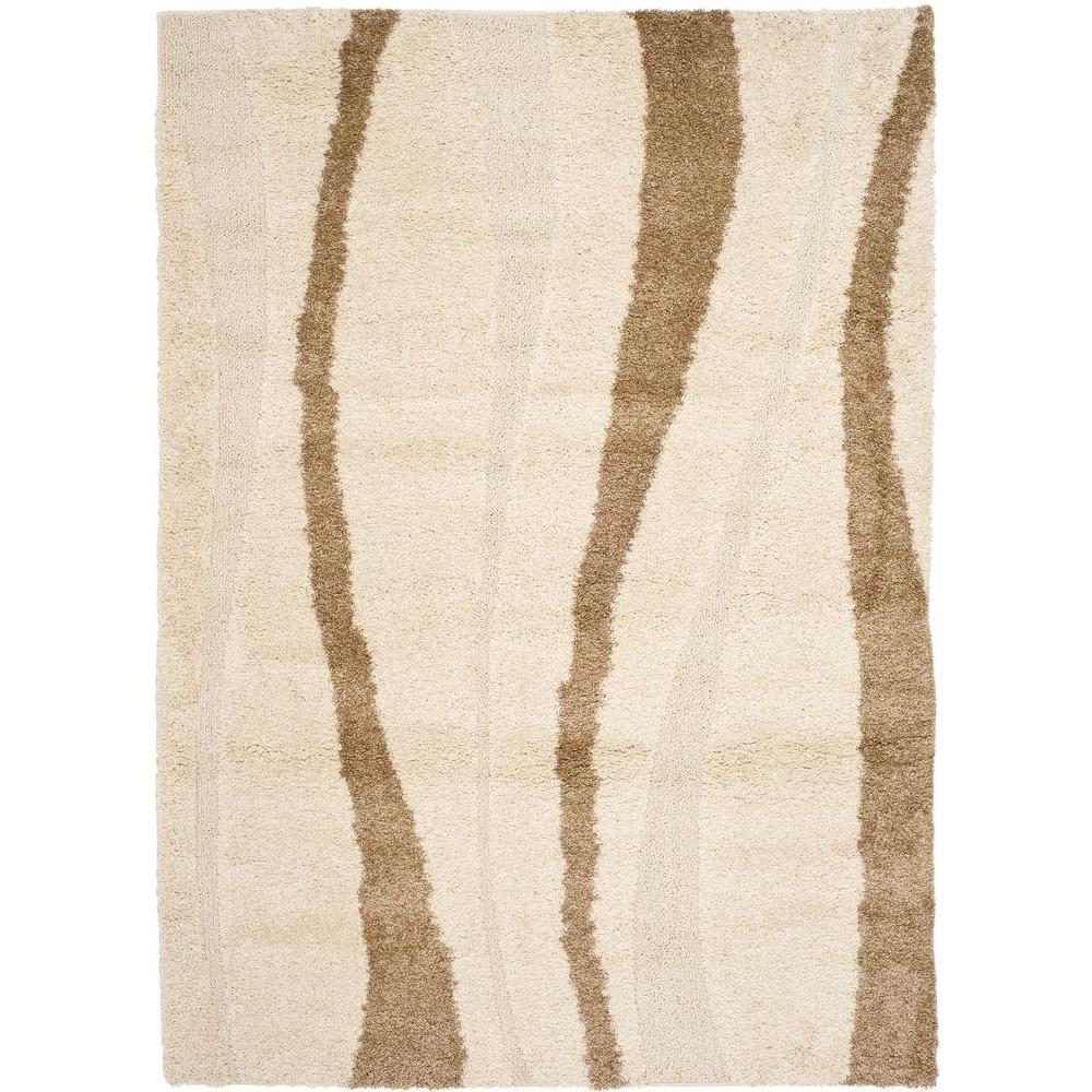 Safavieh Florida Shag Cream/Dark Brown 9 ft. x 12 ft. Area RugSG451