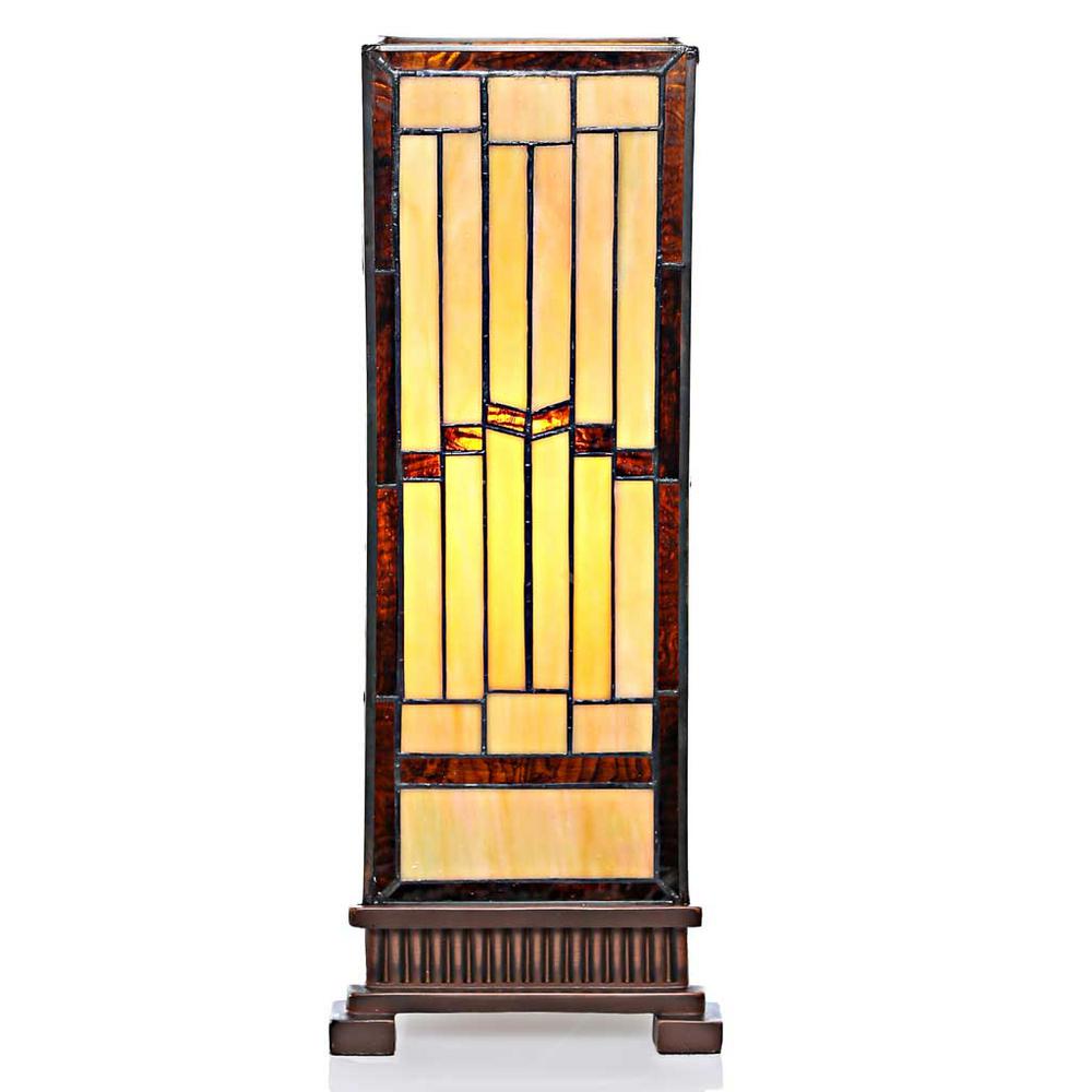 River Of Goods 17 In Amber Hurricane Lamp With Stained Glass Shade Amber Hurricane Lamp With Stained Glass Shade