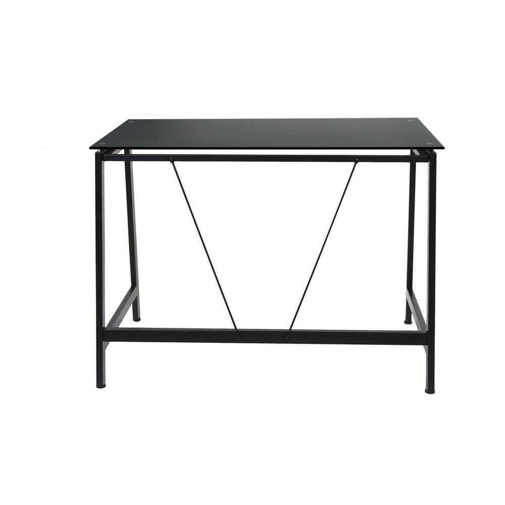 Onespace Contemporary Black Glass Writing Desk In Steel Frame 50 Onespace Contemporary Black Glass Writing Desk In Steel Frame