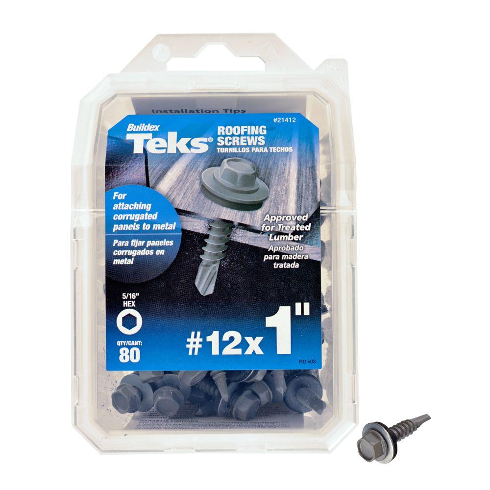 Teks 12 x 1 in. HexWasherHead Drill Point Roofing Screw (80Pack