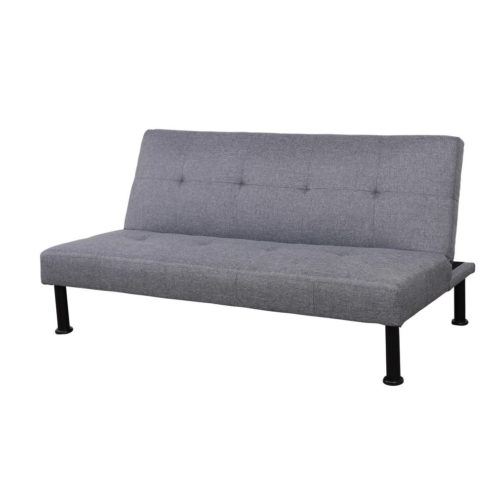 Gray Linen Futon Convertible Sofa