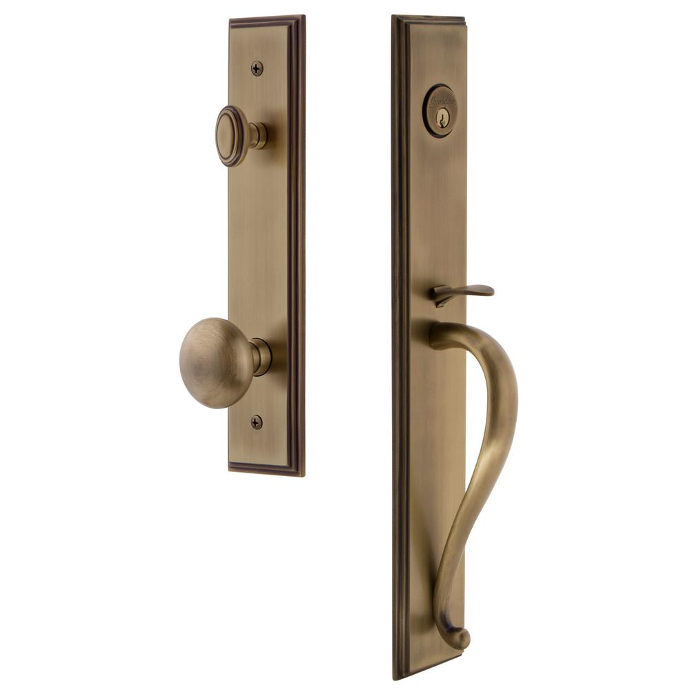 Grandeur Carre 1 Piece Vintage Brass Dummy Door Handleset With S