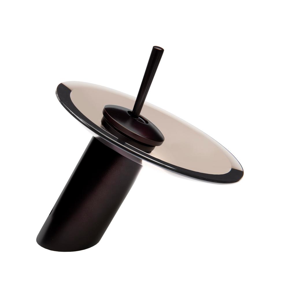 Refresh Single Hole Single Handle Lav Waterfall Bathroom Faucet In Oil Rubbed Bronze With Glass Disc In Tea
