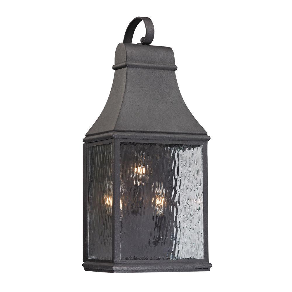 Rustic Black Titan Lighting Outdoor Wall Mounted Worcester Forge Collection 3 Light Charcoal Outdoor Sconce