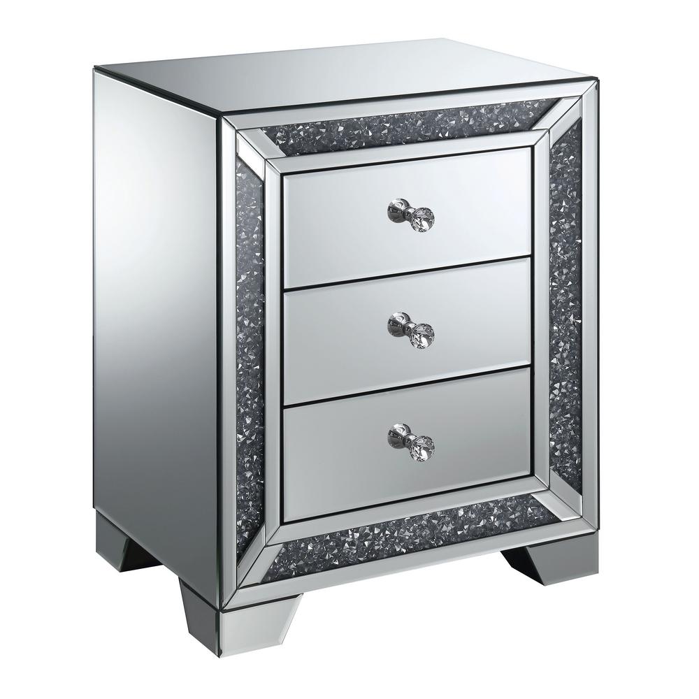 Palmer Silver Mirrored Chrome 3 Drawer Side Table