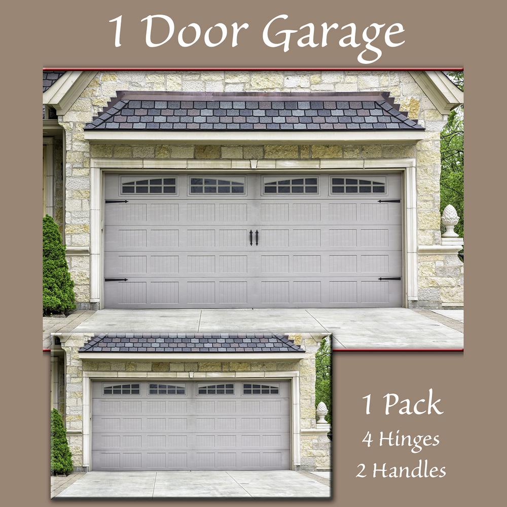 Household Essentials Decorative Magnetic Garage Hinges And Handles Set Of 2 In Black 240 The Home Depot - Magnetic Decorative Garage Door Hardware Kit