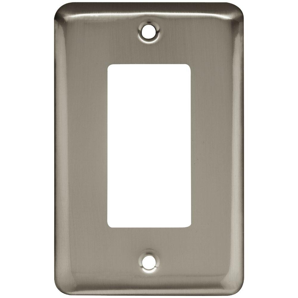 Liberty Stamped Round Decorative Single Rocker Switch Plate, Satin ...