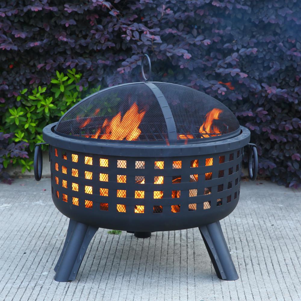 Micasa 25 In X 26 In Round Steel Heavy Duty Wood Burning Fire