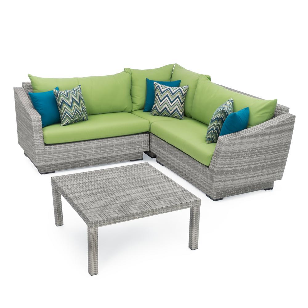 Rst Brands Cannes 4 Piece Patio Corner Sectional Set With Ginkgo Rst Brands Cannes 4 Piece Patio Corner Sectional Set With Ginkgo Green Cushions