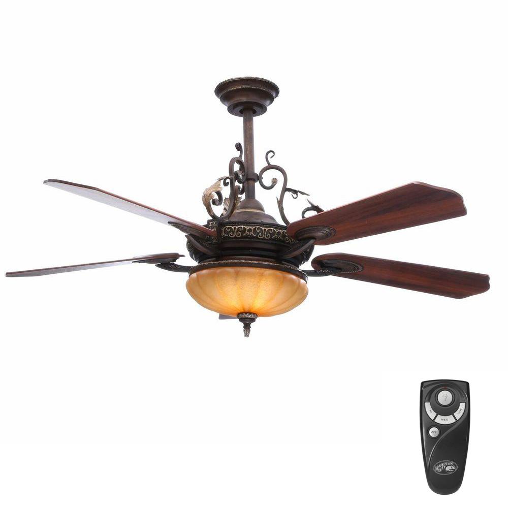 Hampton Bay Chateau De Ville 52 In Indoor Walnut Ceiling Fan With 