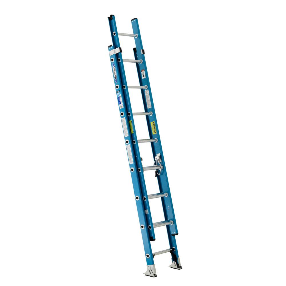 Werner 16 Ft Fiberglass Extension Ladder With 250 Lb Load Capacity Type I Duty Rating Fe1016 2 The Home Depot