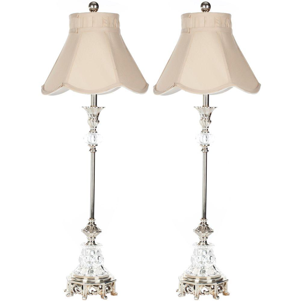 Safavieh Arianna 32 5 In Silver Glass Candlestick Floor Lamp With Silver Glass Candlestick Floor Lamp With Taupe Shade Set Of