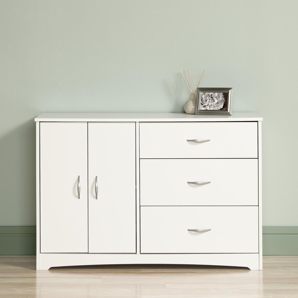 Sauder Beginnings 2 Door 3 Drawer Soft White Dresser 422801 The