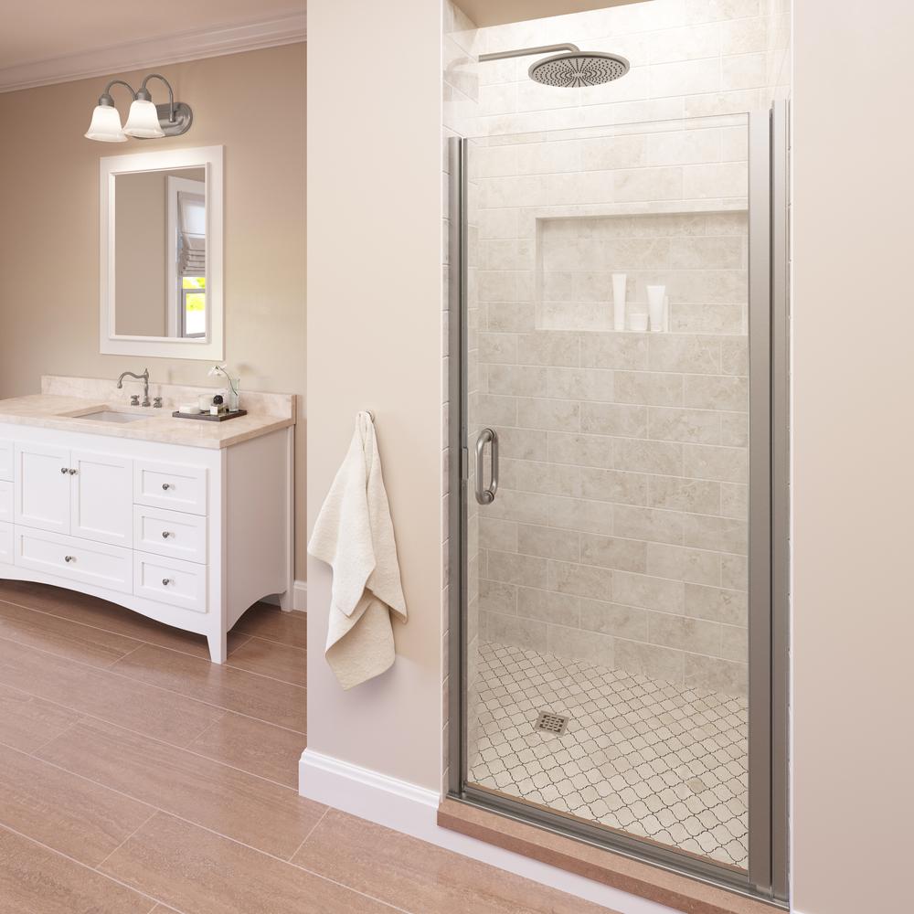 American Standard Prestige 24 25 In X 68 5 In Neo Angle Shower Door In Brushed Nickel With Clear Glass