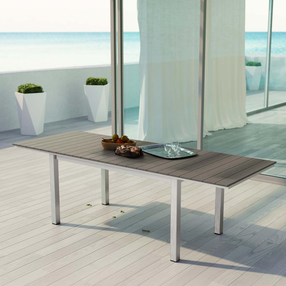 MODWAY Shore Patio Wood Outdoor Dining Table in Silver ...