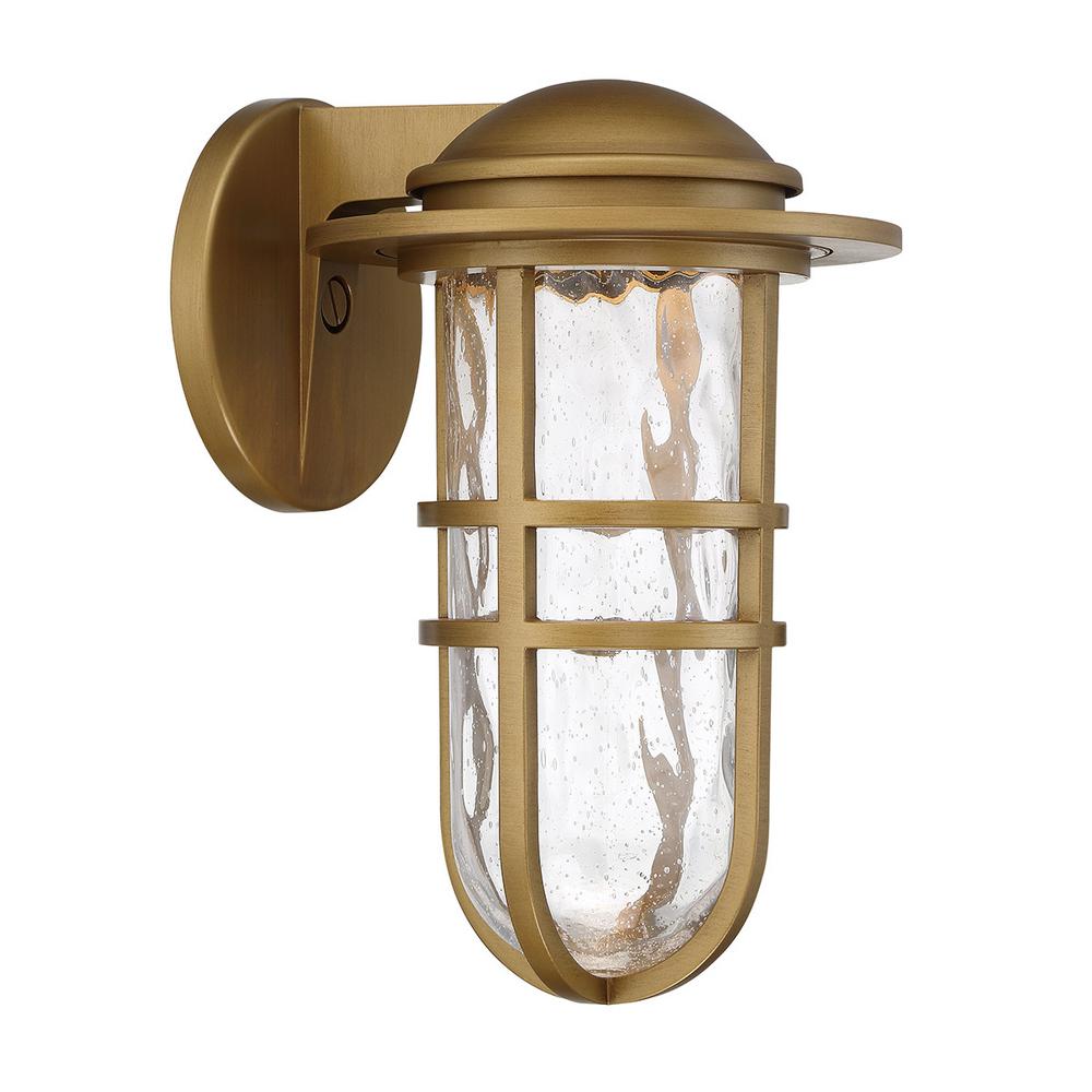 Wac Lighting Steampunk 13 In Aged Brass Integrated Led Outdoor Wall Sconce 3000k Ws W24513 Ab The Home Depot