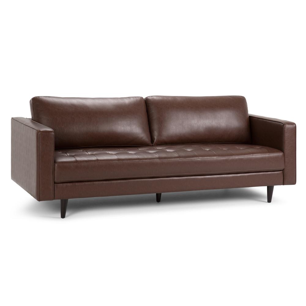 Simpli Home Blaine Mid Century Modern 89 In X 35 33 Sofa Blaine Mid Century Modern 89 In X 35 33 Sofa Distressed Cognac Faux Air Leather