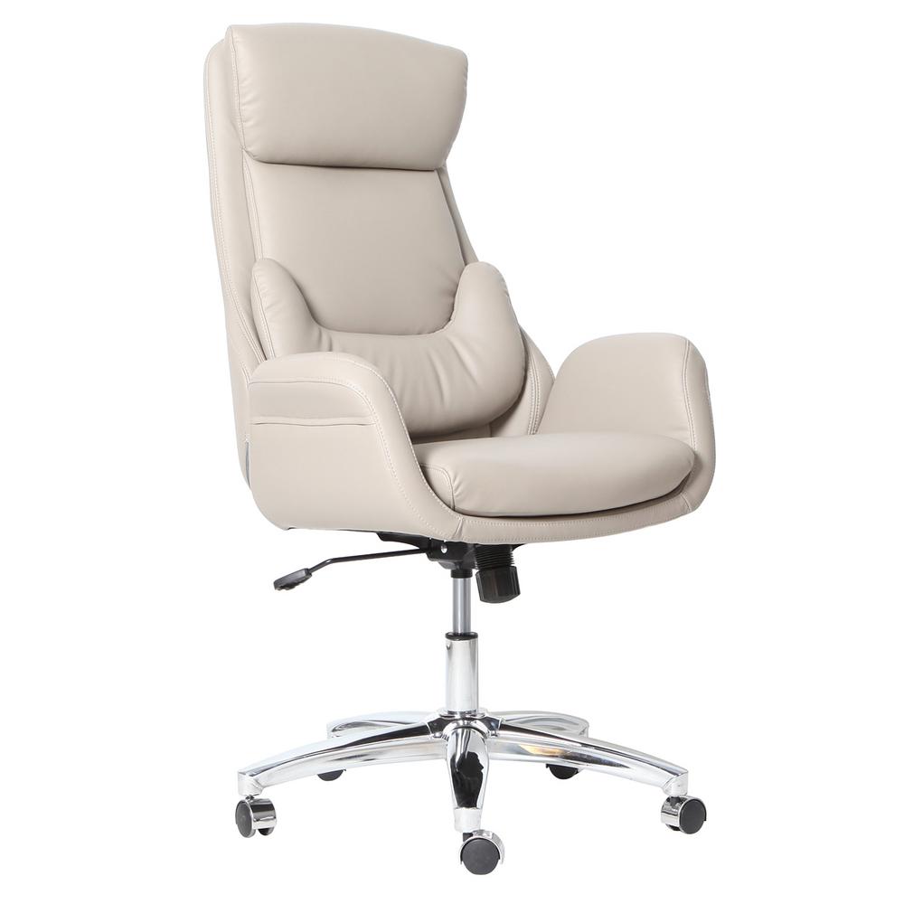Faux Leather Office Desk Chair Techni Mobili Furniture The Beige Ergonomic Home Office Executive Chair With Lumbar Support