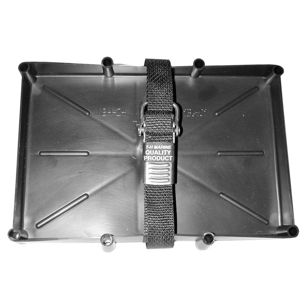 TH Marine Battery Holder Tray With Poly Strap Hold Down BH-27P-DP