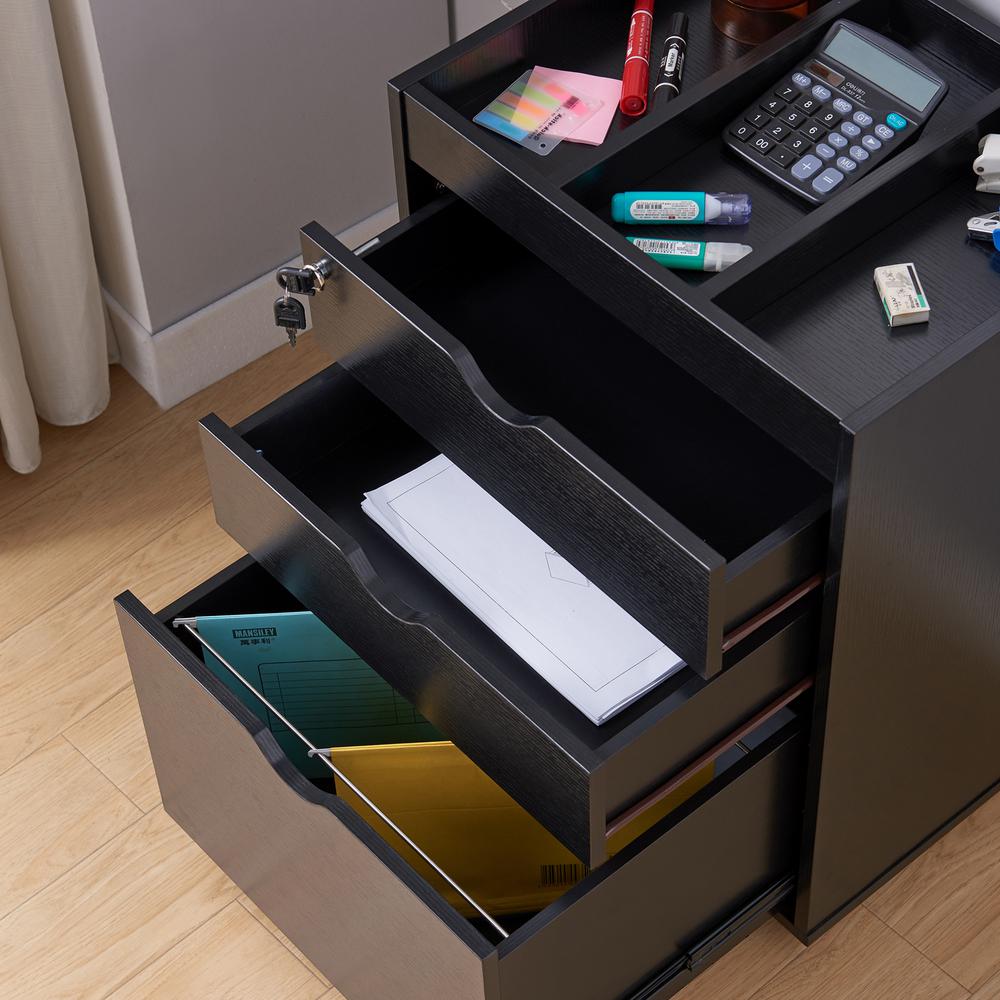 Furniture Of America Dune Black Mobile File Cabinet With Locking