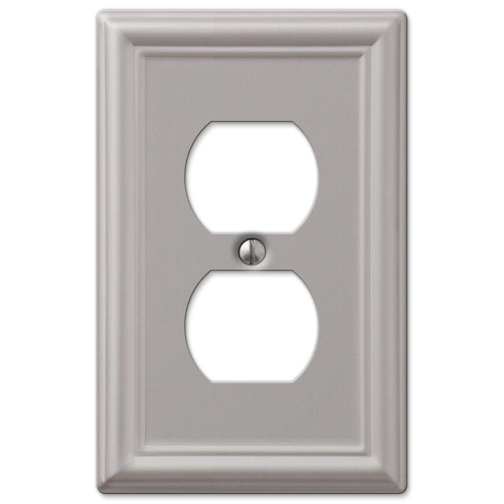 Outlet Wall Plates The Home Depot Ascher 1 Duplex Outlet Plate In Brushed Nickel Steel 2 Pack