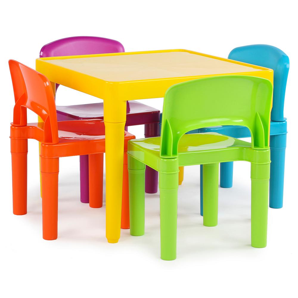 Tot Tutors Playtime 5 Piece Vibrant Colors Kids Table And Chair